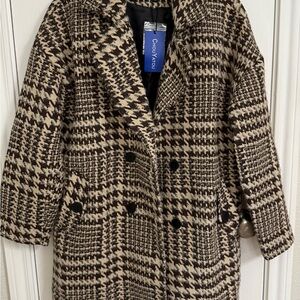 Elegant Houndstooth Blazer - Black and Tan. Size S. NWT